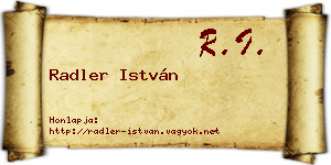 Radler István névjegykártya